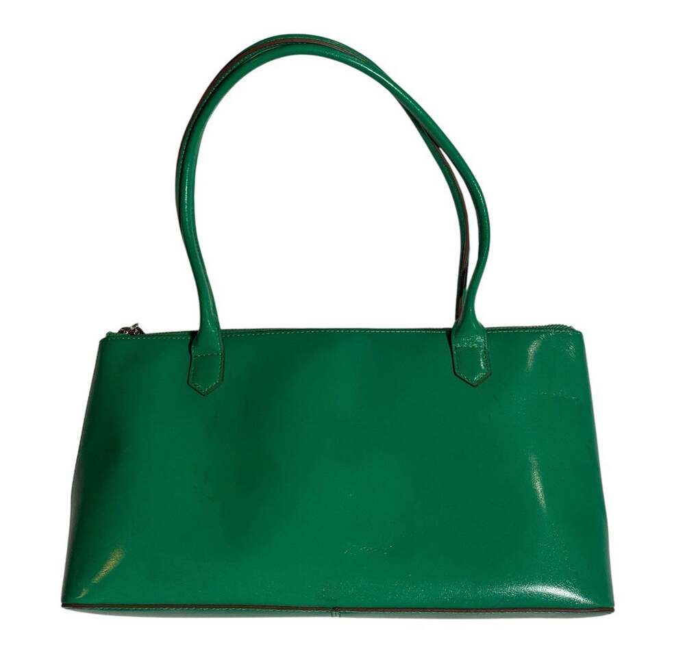Vintage HOBO International Green Solid Zip Baguette Bag Y2K Fall Streetwear